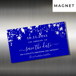 Aniversário imã salve a data de estrelas azuis rea