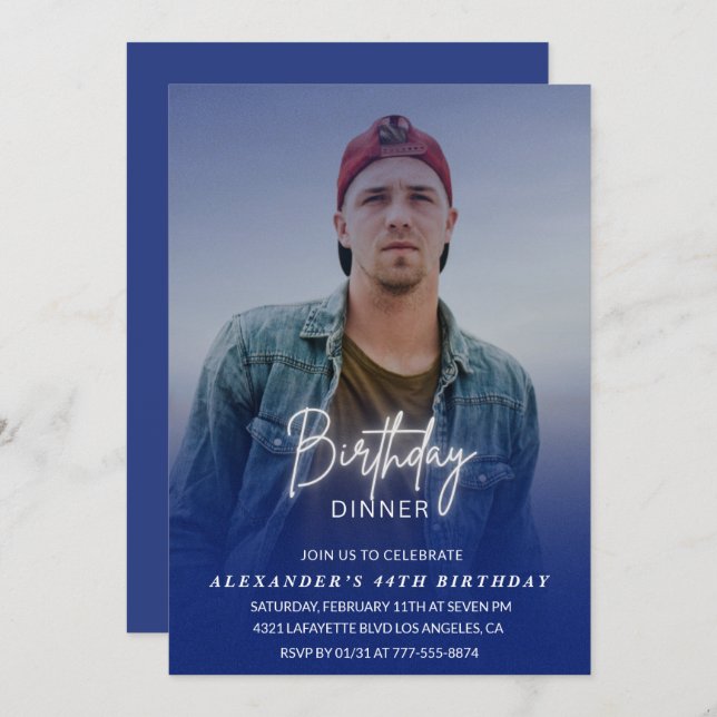 Aniversário Janto 44 de de convite Fotografias Hom (Frente/Verso)