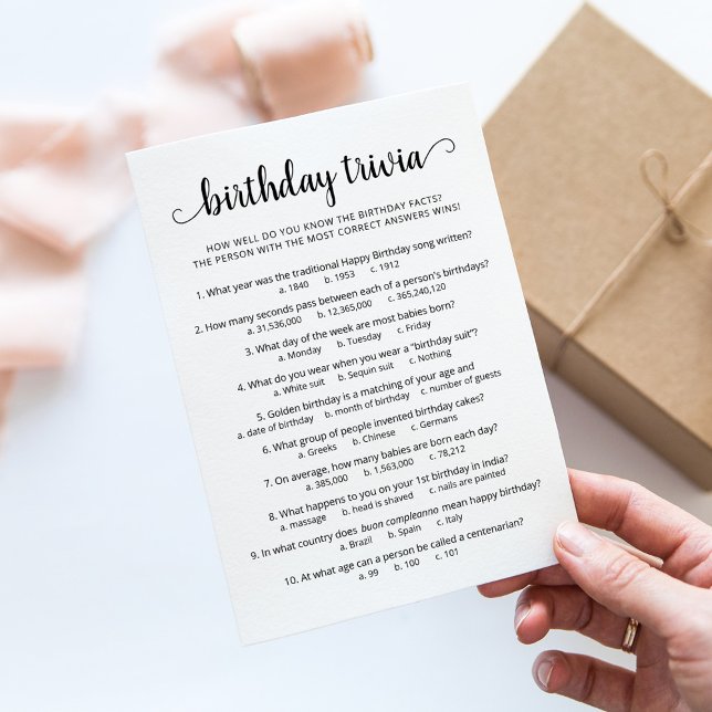 Aniversário Jogo Trivia com Respostas Cartão de An (Criador carregado)