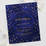 Aniversário marinho estrelas azuis número convite<br><div class="desc">Um convite de aniversário glamouroso para ele e para ela. Um fundo azul marinho decorado com estrelas douradas falsas. A cor azul é irregular. Personalize e adicione um nome e detalhes da parte. Texto colorido do ouro. Um grande número de anos como marca d'água. Fundo: fundo azul marinho e estrelas...</div>