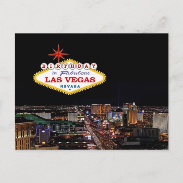 Aniversário no cartão fabuloso de Las Vegas (Frente)