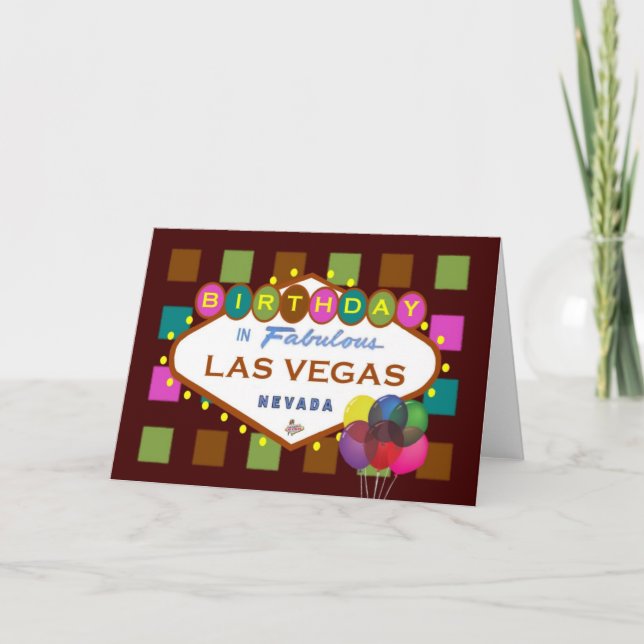 ANIVERSÁRIO No Cartão Las Vegas, balões! (Frente)