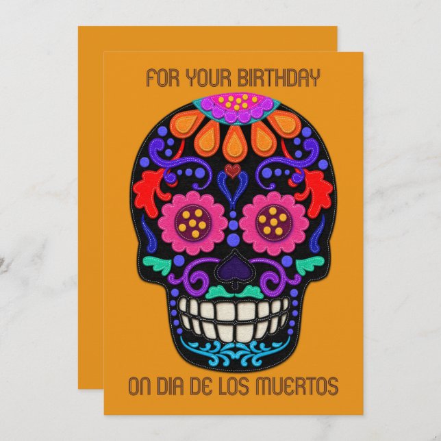 Aniversário no Dia de los Muertos Sentiu Parecia C (Frente/Verso)