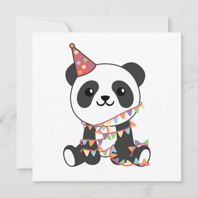 Aniversário Panda Para Crianças Um Cartão De Féria (Frente)