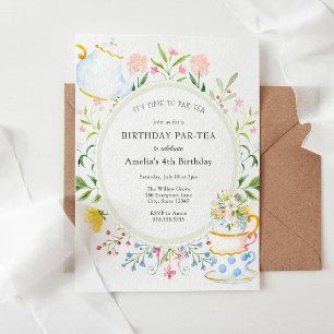 Aniversário Par-Tea Whimsical Wildflower Convite