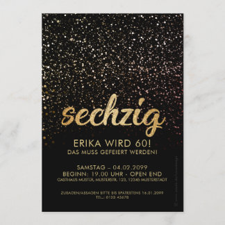 Aniversário preto de ouro de de convites 60.
