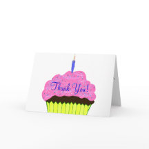 Aniversário rosa Cupcake Obrigado Cartões