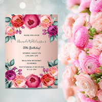 Aniversário, rosa de ouro floral, convite de íman