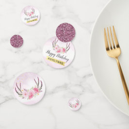 Aniversário Rustic Floral Antlers Blush Pink e Dou