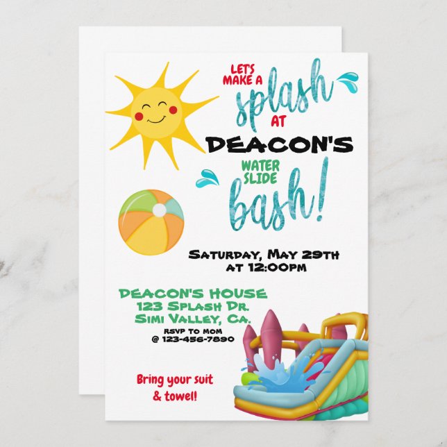 ANIVERSÁRIO, SLIDE DE ÁGUA, CASA DE BUNÇAS, CRIANÇ (Frente/Verso)