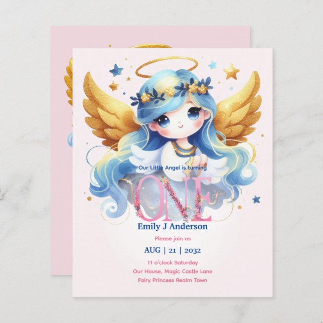 Anjo 1º Aniversário Conto de Fadas Magia Aniversár (Frente/Verso)