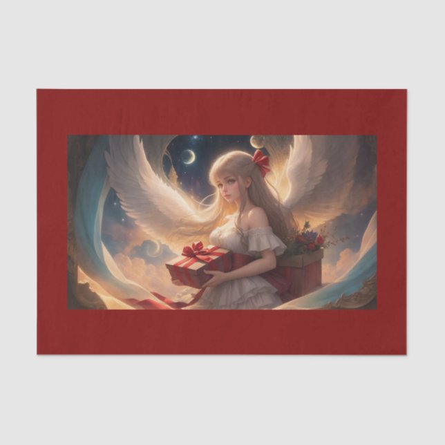 Anjo Adorável Com O Papel Tecidual Do Presente (Frente )