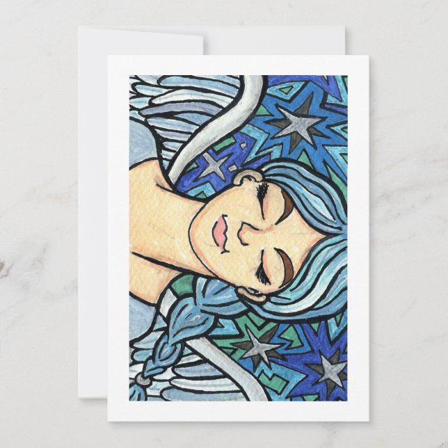 Anjo Azul com Cartão de Férias Fechado (Frente)
