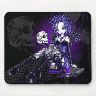 Anjo azul Mousepad do crânio do tatuagem do góti