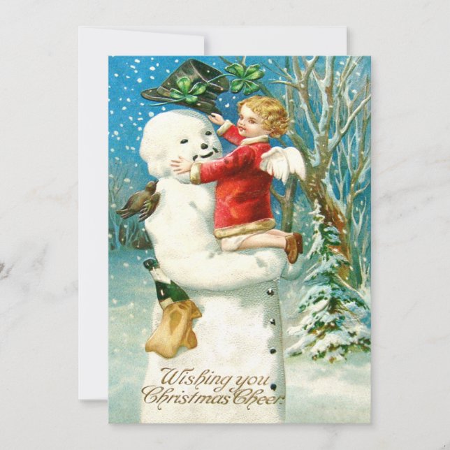 Anjo Boneco de Neve Trevo de Quatro Folhas (Frente)