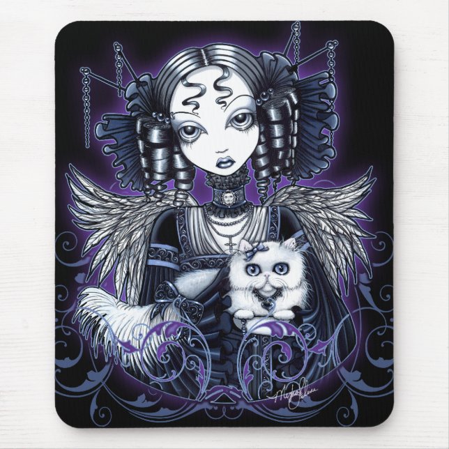 Anjo branco Mousepad do gato persa de Elizabeth (Frente)