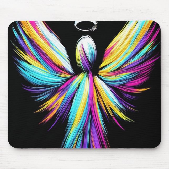 Anjo Colorido Pastel Abstrato em Mousepad de Compu (Frente)