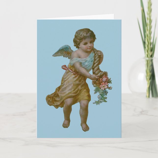 Anjo com o cartão do Cornucopia (azul) (Frente)