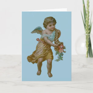 Anjo com o cartão do Cornucopia (azul)