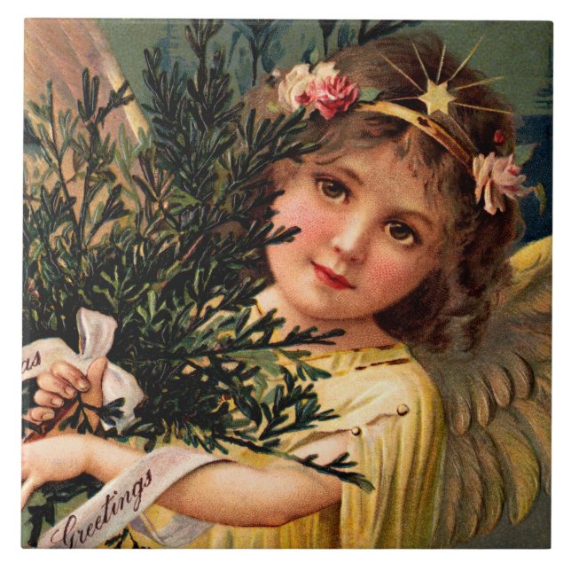 Anjo com um Braçado de Verde de Natal (Frente)
