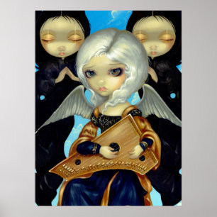 Anjo com uma fada gótico do IMPRESSÃO da ARTE do
