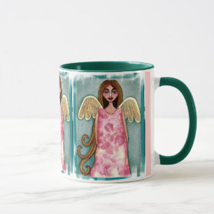 Anjo cor-de-rosa do Hydrangea - caneca floral de