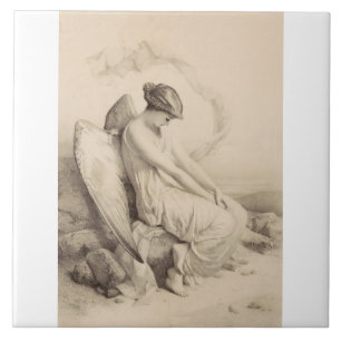 Anjo cristão sentado numa pedra