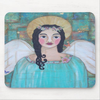 Anjo-da-guarda azul Mousepad