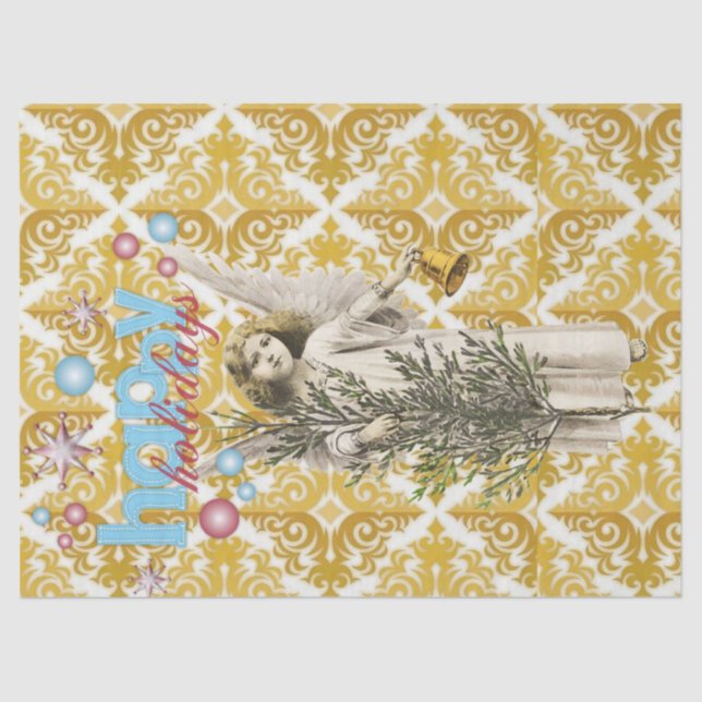 Anjo de Férias Felizes em Papel Tecido de Natal (Frente )