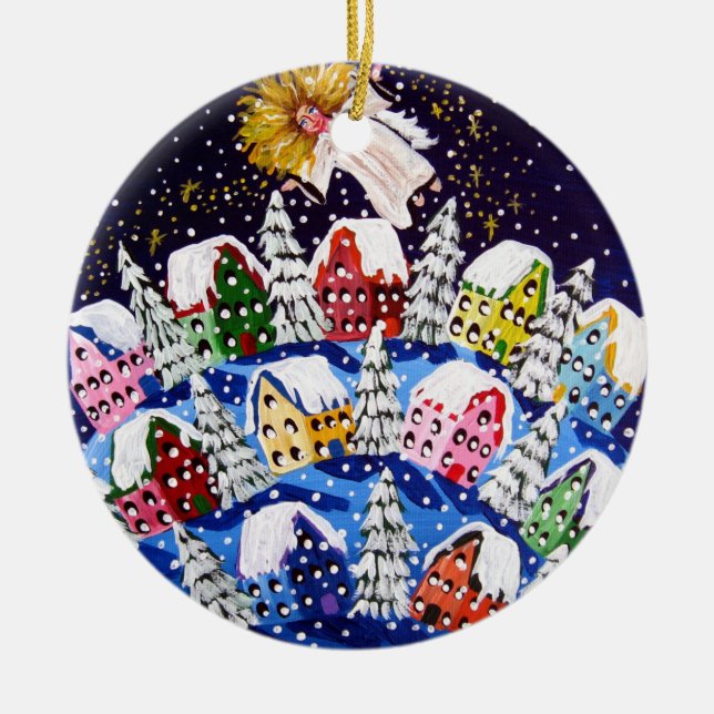 Anjo de Joy Round Holiday Ornamento (Frente)