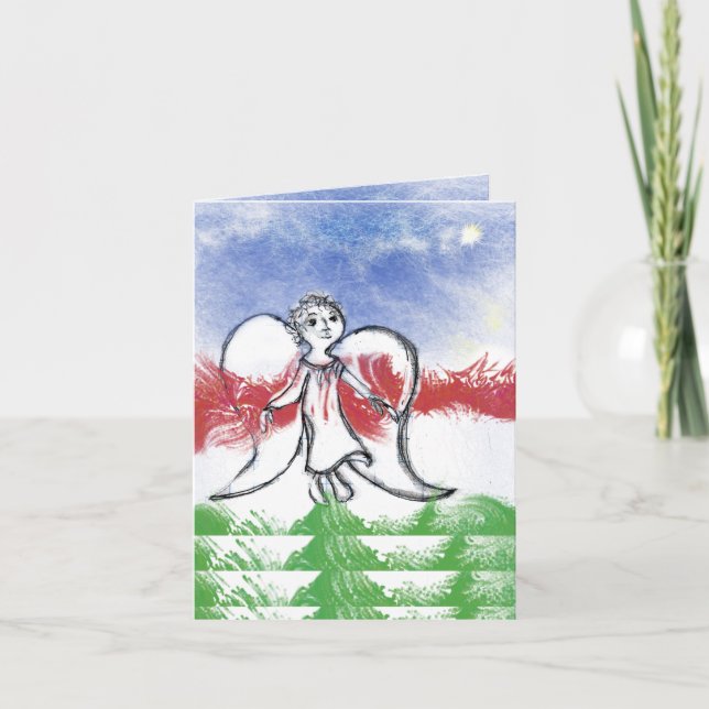 Anjo de Natal com cartão de cartões de natal estel (Frente)
