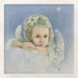 Anjo de Natal em Porta-Copos de Vidro