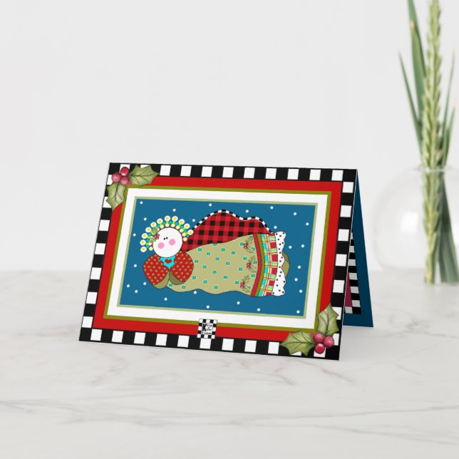 Anjo de Natal no Starry Sky cartão de Natal (Frente)