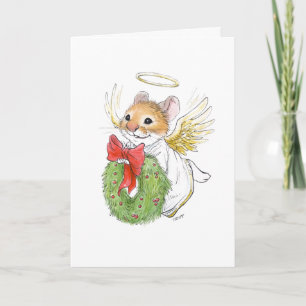 Anjo de Natal Rato com cartão de guirlanda
