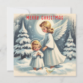 Anjo de Natal Vintage, Criança e Pássaro