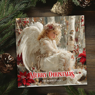 Anjo de Natal vitoriano cartões de feriado editáve