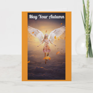 Anjo do Outono com Cartão de Saudação de Folhas