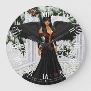 Anjo Do Relógio Numérico Romano Escuro