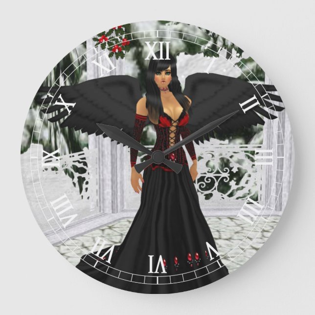 Anjo Do Relógio Numérico Romano Escuro (Frente)