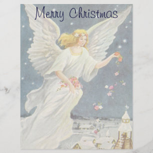 Anjo do Victorian do natal vintage com rosas das