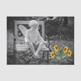 Anjo e Girassóis Papel Tecido