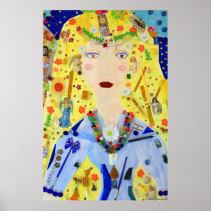 Anjo em Posters de Arte Azul - Presentes Trabalho 