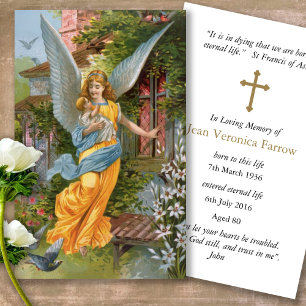 Anjo fúnebre do cartão da oração caro
