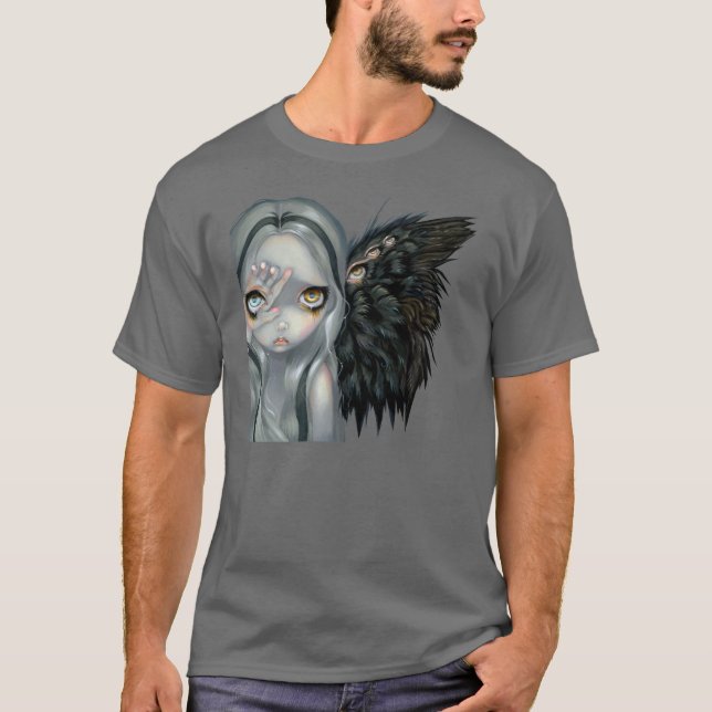 Anjo gótico do surrealismo da CAMISA divina da mão (Frente)