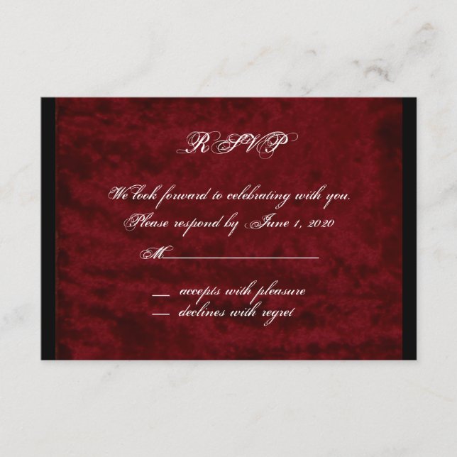 Anjo Gótico em Cartão de Resposta de Veludo Vermel (Frente)