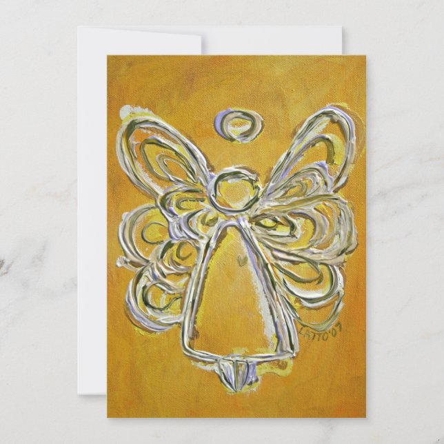 Anjo Guardião Amarelo Convite Personalizado ou Con (Frente)