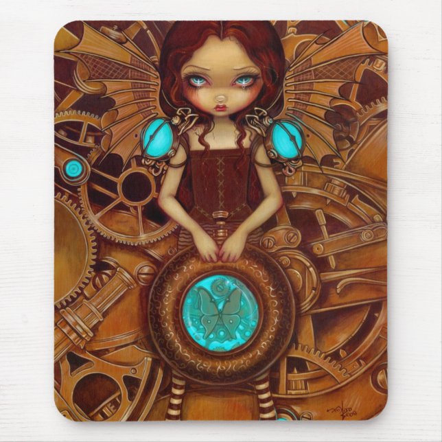 Anjo mecânico mim fada Mousepad do steampunk (Frente)