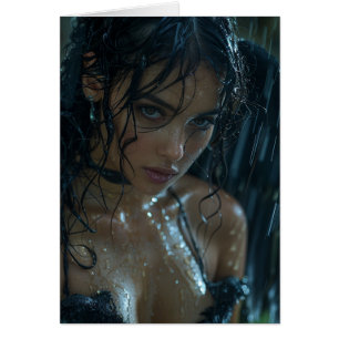 Anjo Negro na Chuva - Cartão de Saudação de Ocasiõ