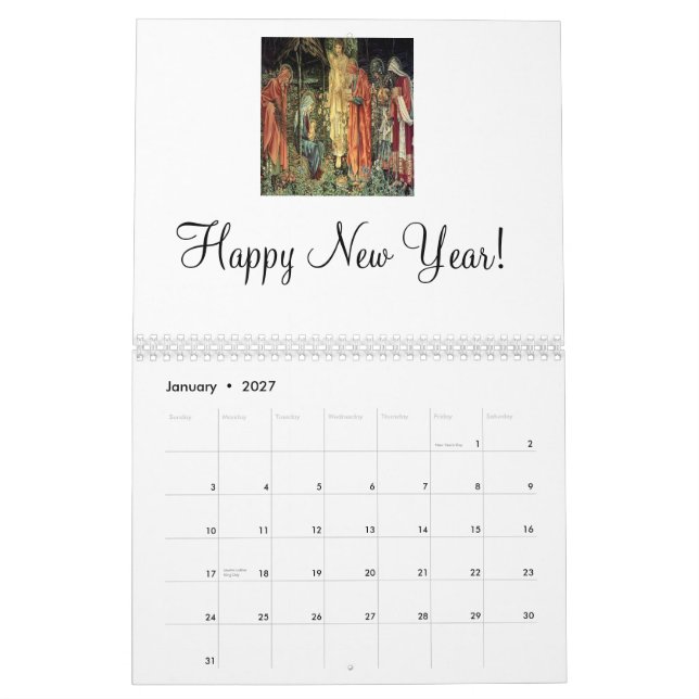 Anjo & os três reis 2012 calendário (Jan 2027)