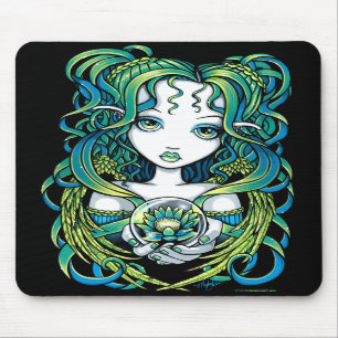 Anjo verde Mousepad da água de "Kallan" Lotus